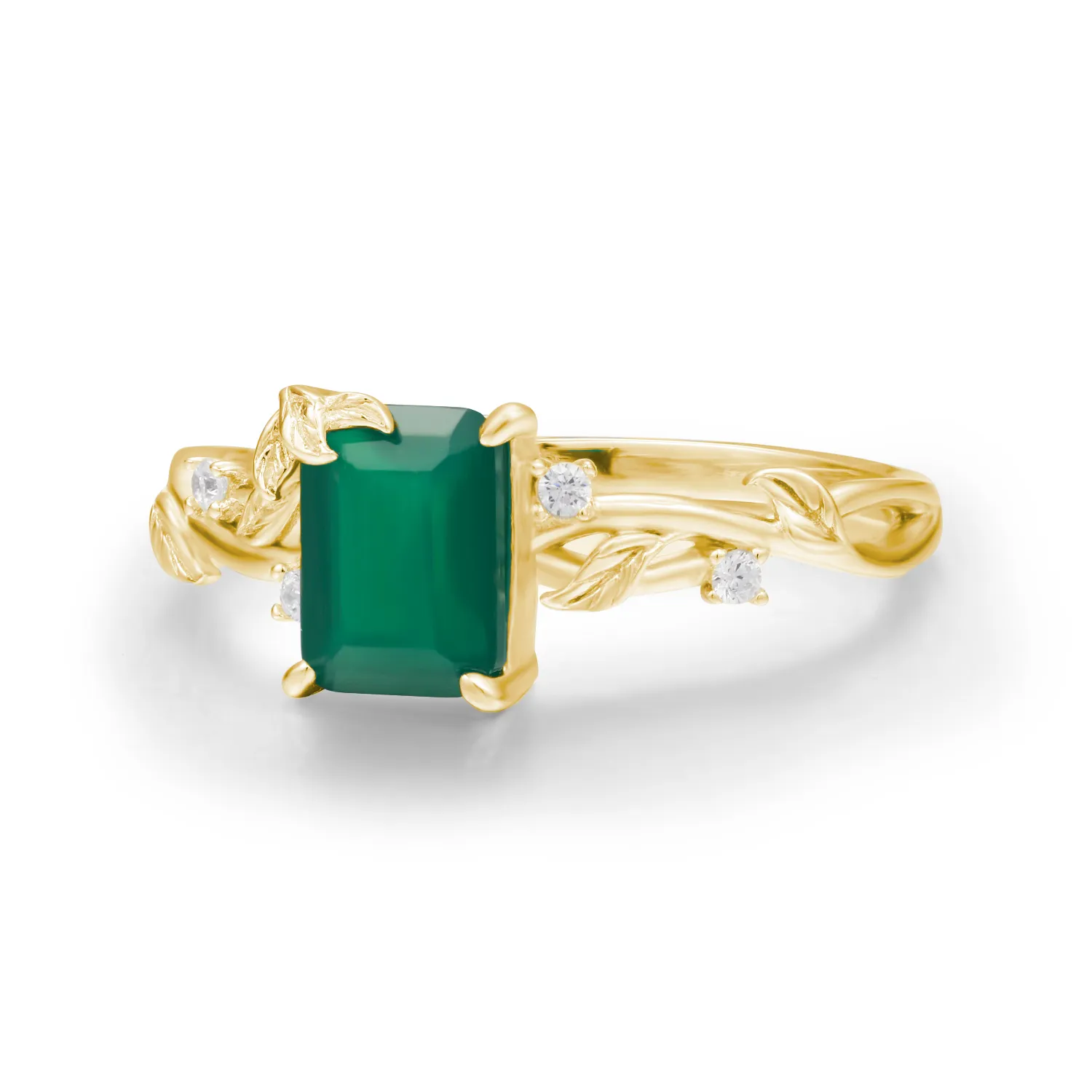 Earth Green Onyx Ring (Yellow Gold)