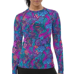 Eco-Friendly Coral Kaleidoscope Contour Rash Guard