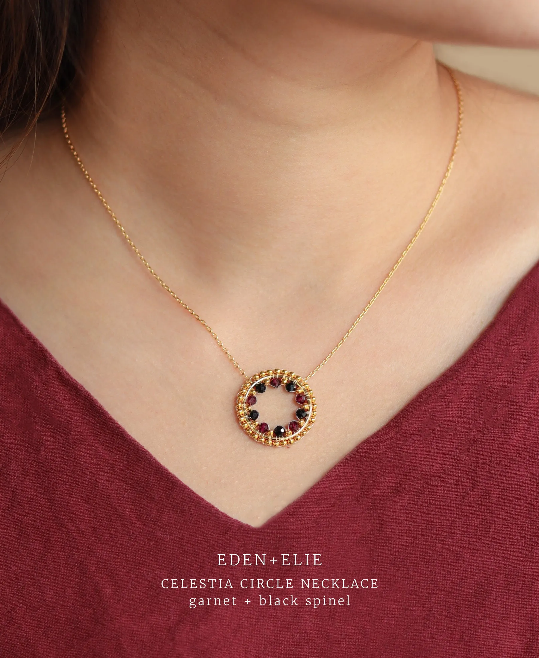 EDEN   ELIE Celestia Circle Necklace - Dark Turquoise   Amazonite