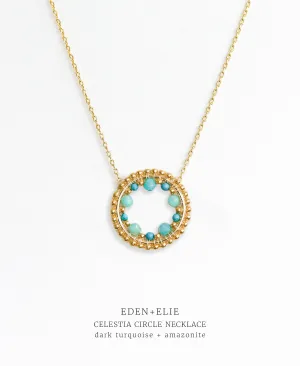 EDEN   ELIE Celestia Circle Necklace - Dark Turquoise   Amazonite