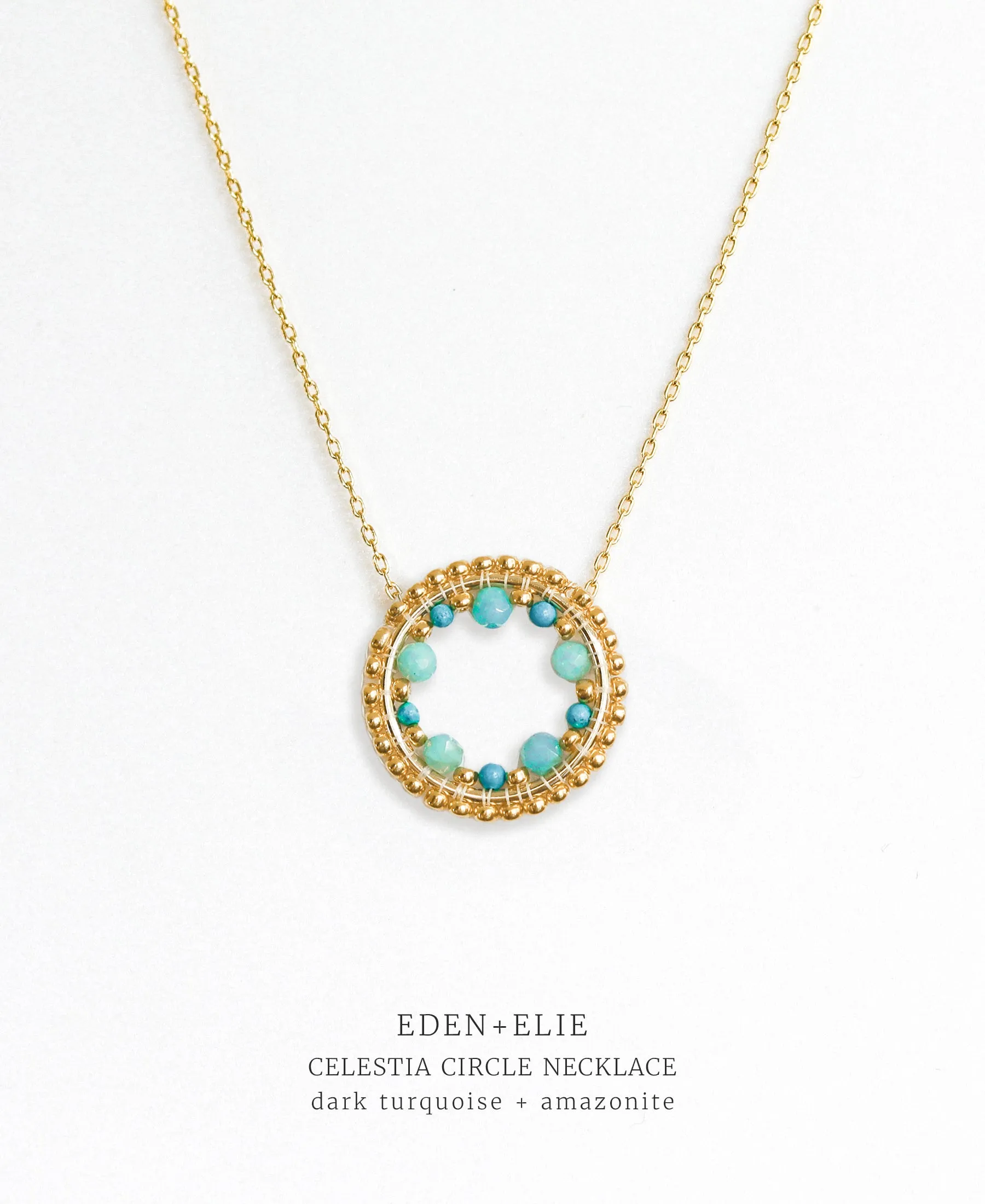 EDEN   ELIE Celestia Circle Necklace - Dark Turquoise   Amazonite