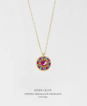 EDEN   ELIE Striped Medallion necklace - Cotinga