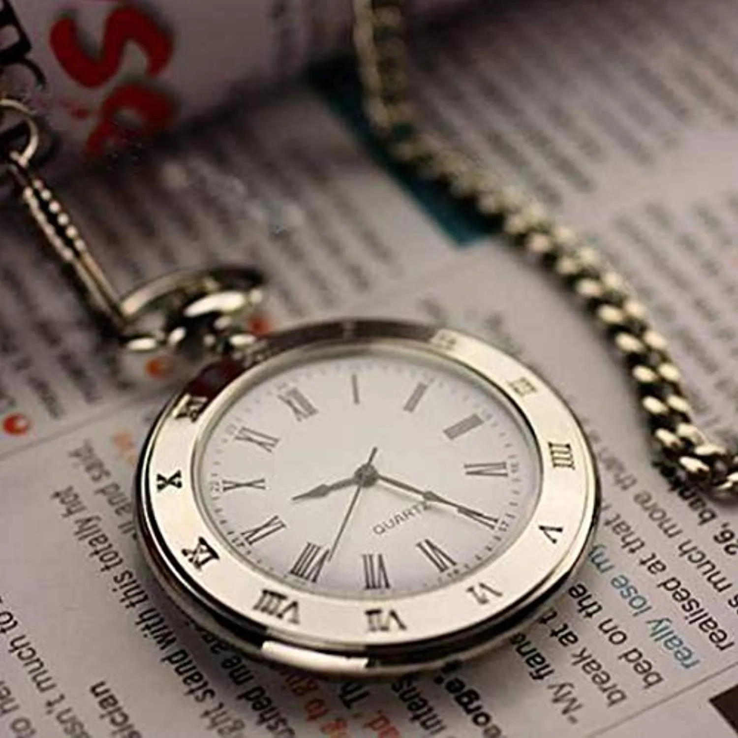 Electomania Necklace Jewellery and Diwali Gifts for Family and Friends Bronze Carve Designer Necklace Pocket Watch for Women/Men/Girls/Boys (Vintage Roman Numbers)
