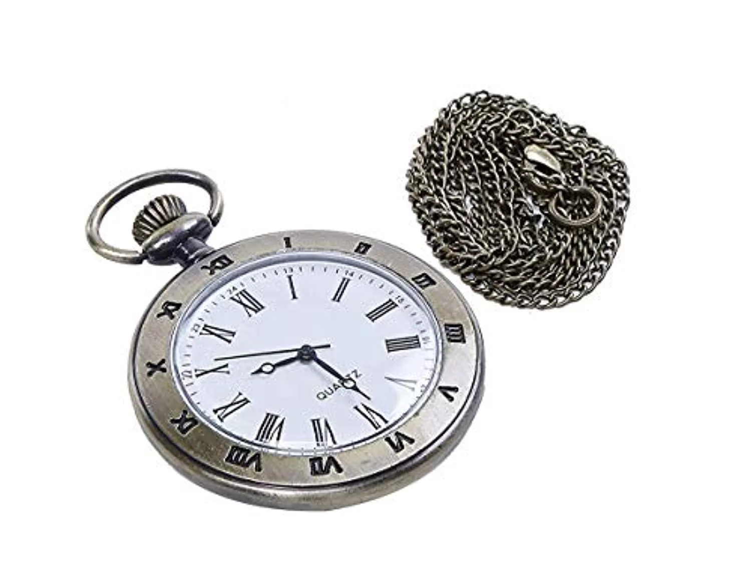 Electomania Necklace Jewellery and Diwali Gifts for Family and Friends Bronze Carve Designer Necklace Pocket Watch for Women/Men/Girls/Boys (Vintage Roman Numbers)