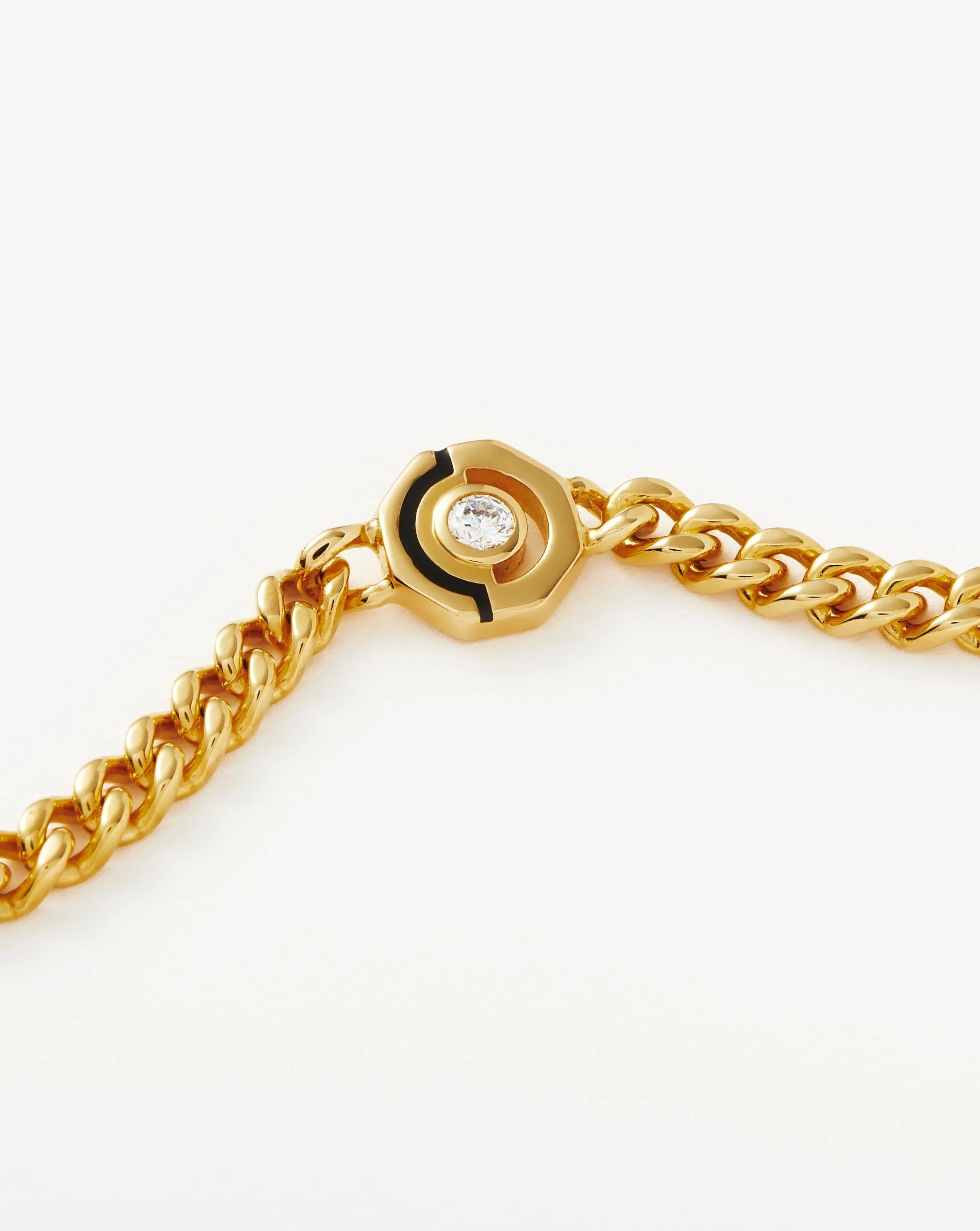 Enamel & Stone Byline Hex Charm Bracelet | 18ct Gold Plated/Cubic Zirconia