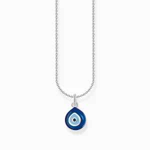 Essentials Sterling Silver Blue Enamel Nazar's Eye Necklace KE2218-007-1-L45V