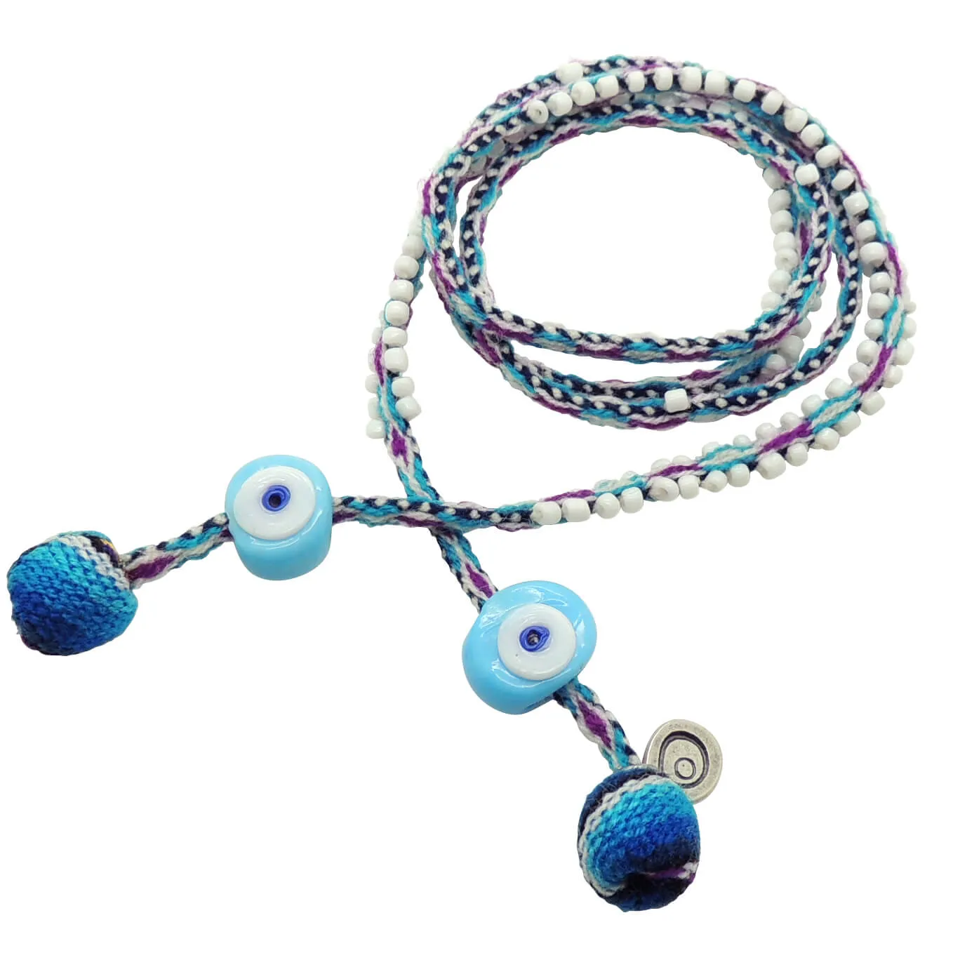 Evil Eye Nugget Lima Beaded Cord Wrap Bracelet