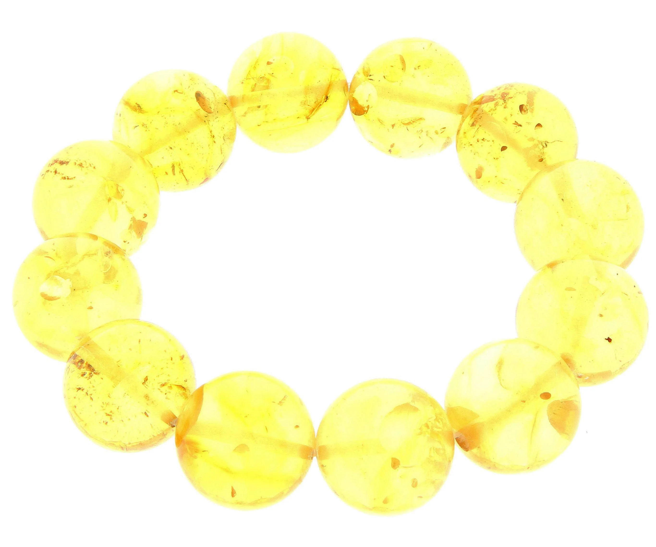 Exclusive Perfect Ball Genuine Baltic Amber Honey Beaded Bracelet - BT0118