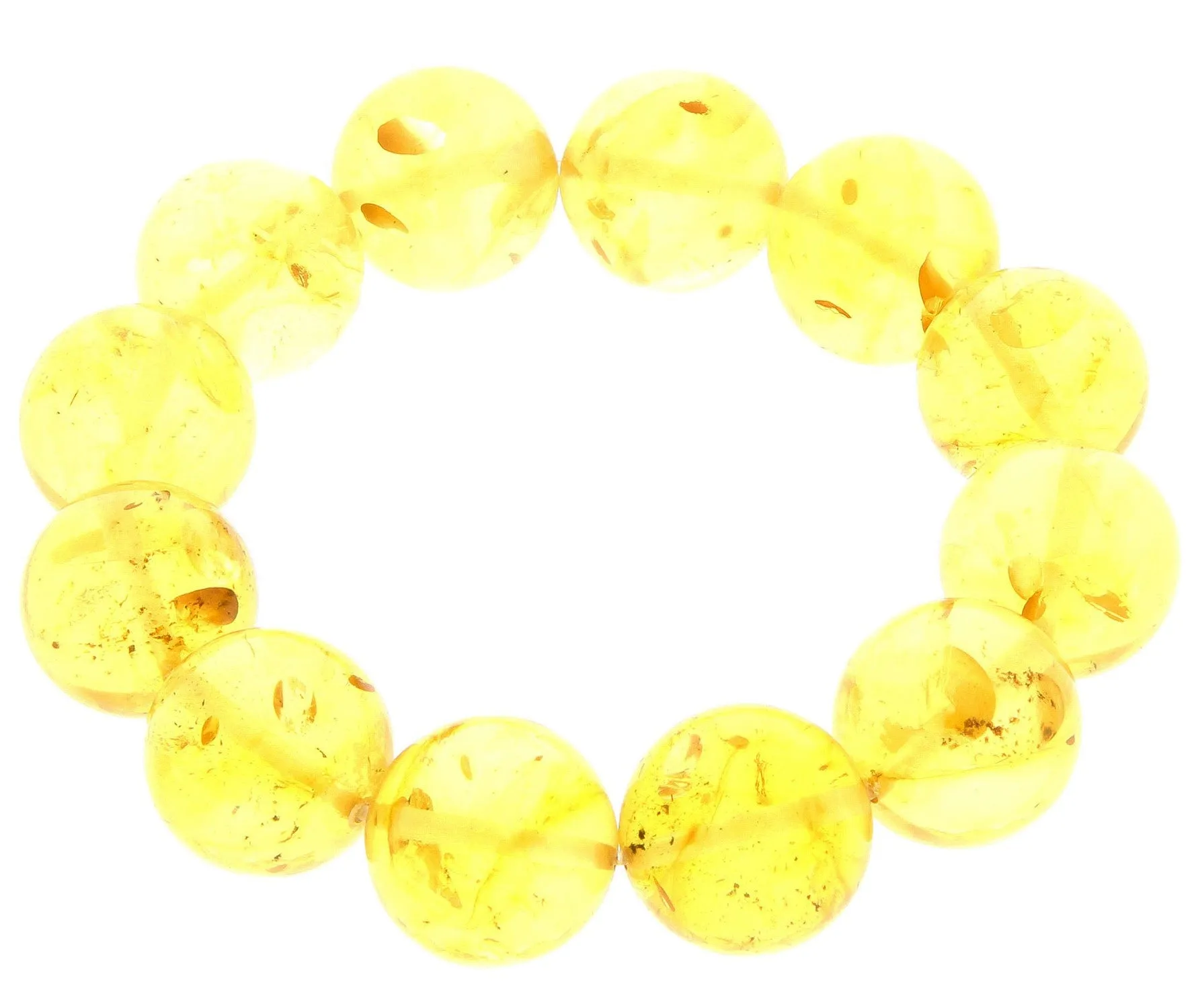 Exclusive Perfect Ball Genuine Baltic Amber Honey Beaded Bracelet - BT0118