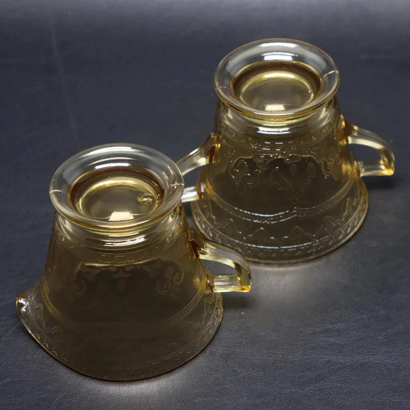 Federal Patrician Amber Creamer Sugar Bowl Set Depression Glass Vintage USA