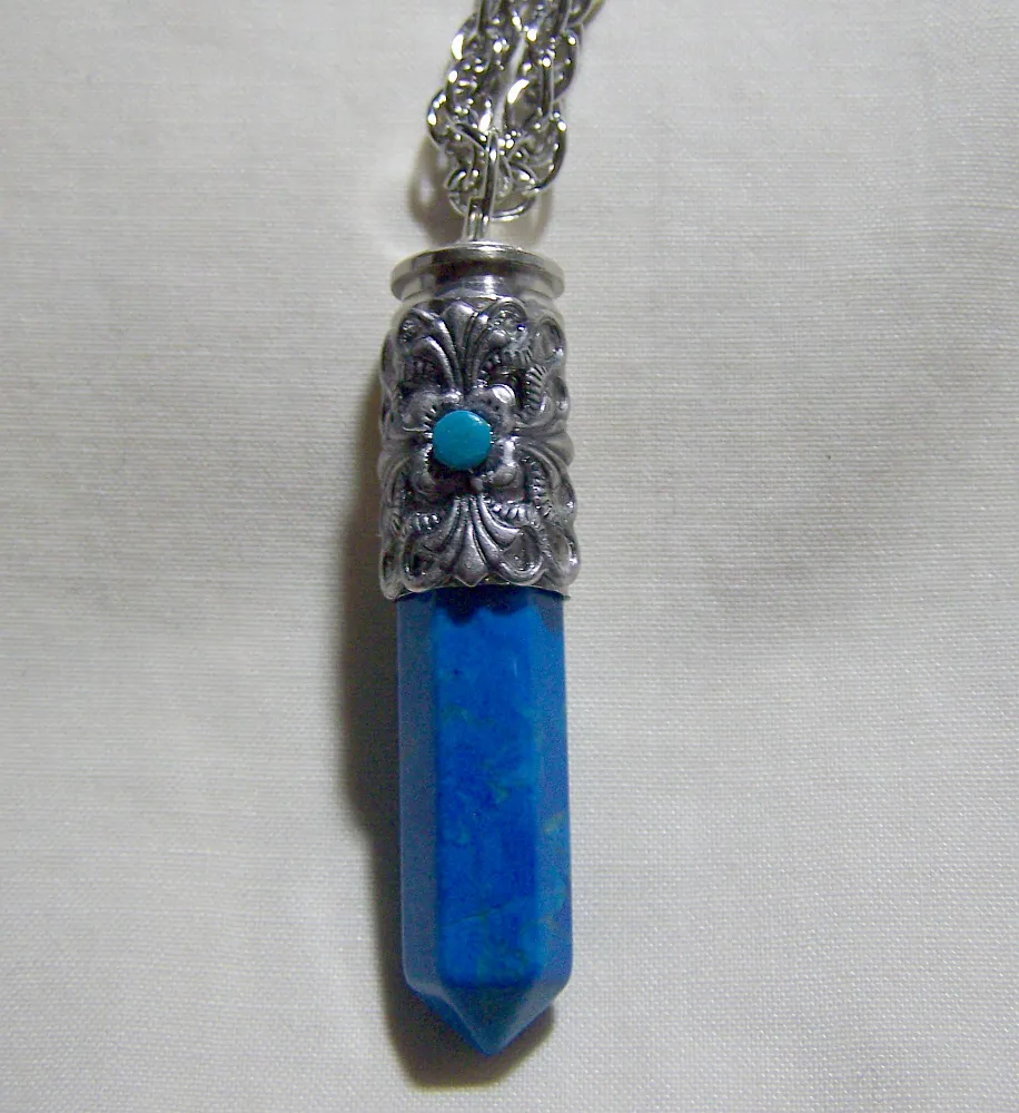 Filigree Turquoise and Howlite Bullet Jewelry Pendant