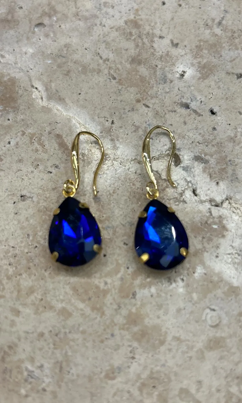 Fleur Sapphire Teardrop Hook Earrings