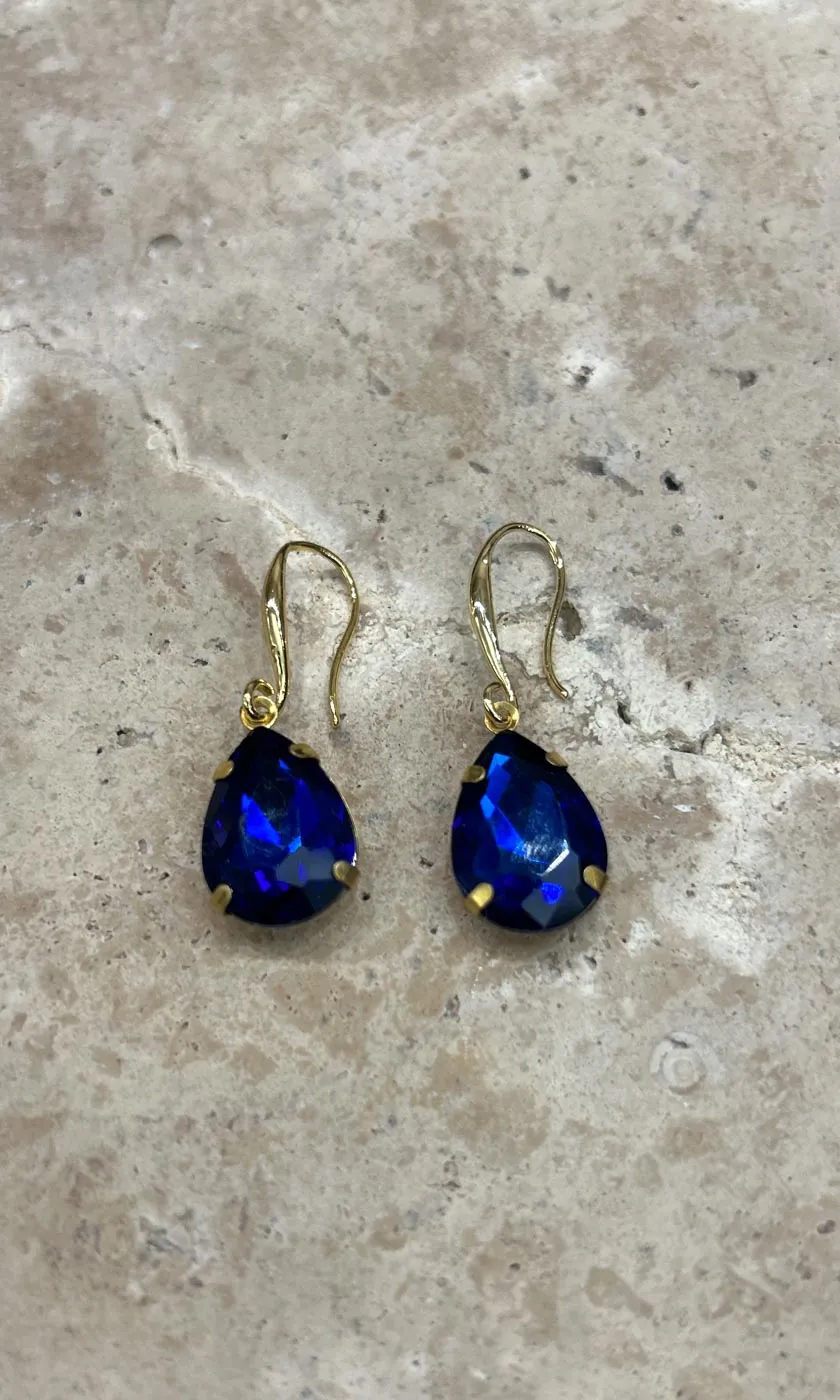 Fleur Sapphire Teardrop Hook Earrings