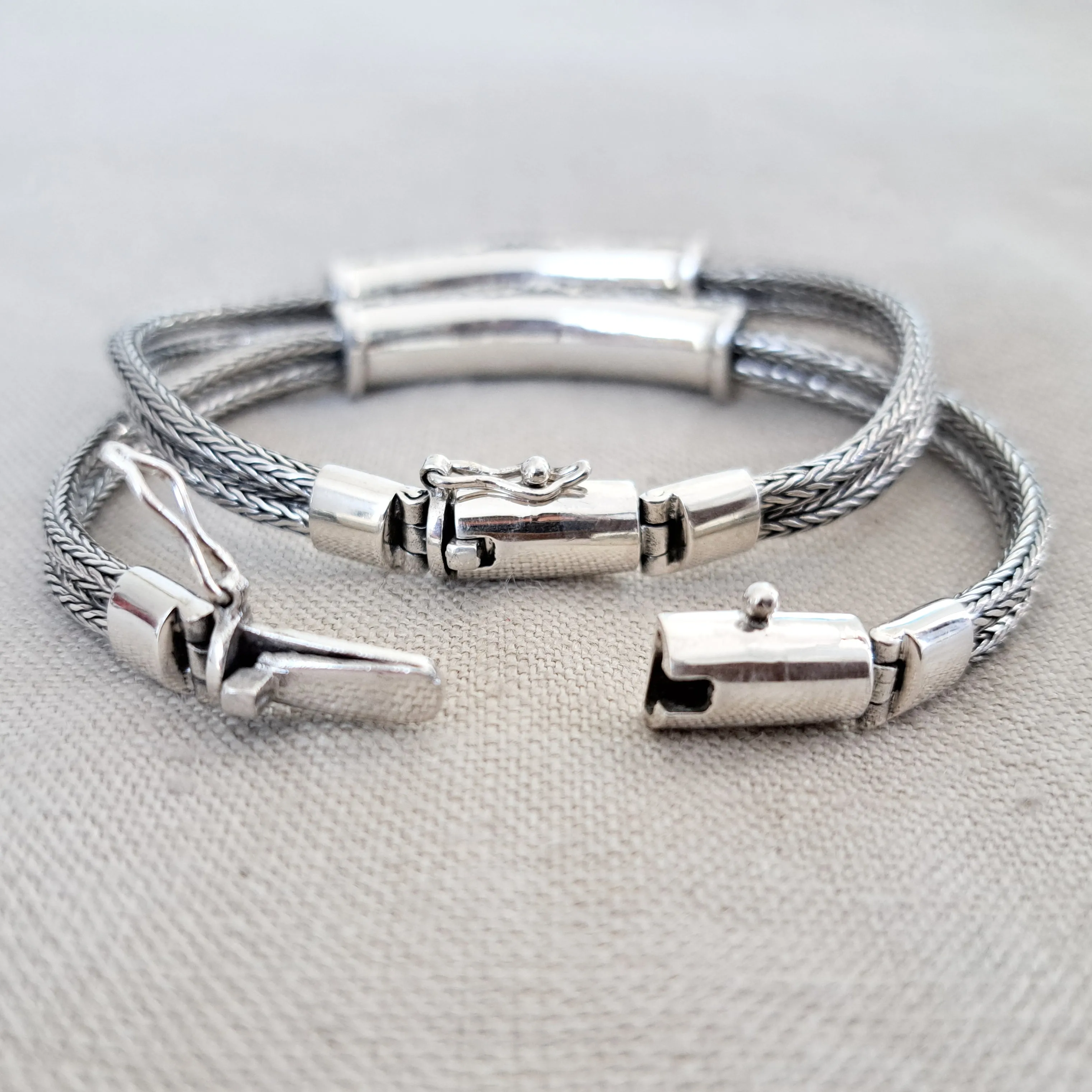 Gemstone .925 Sterling Silver Bracelet with 14kt Gold Inlay from Bali