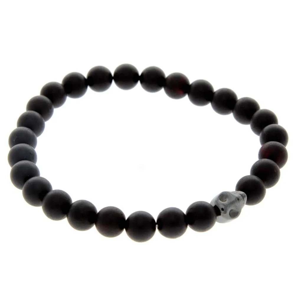 Genuine Baltic Amber Adjustable Beaded Bracelet for Men - MB008