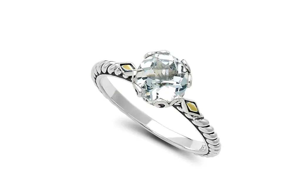 Genuine Sterling Silver and 18k Yellow Gold Samuel B. Birthstone Glow Ring