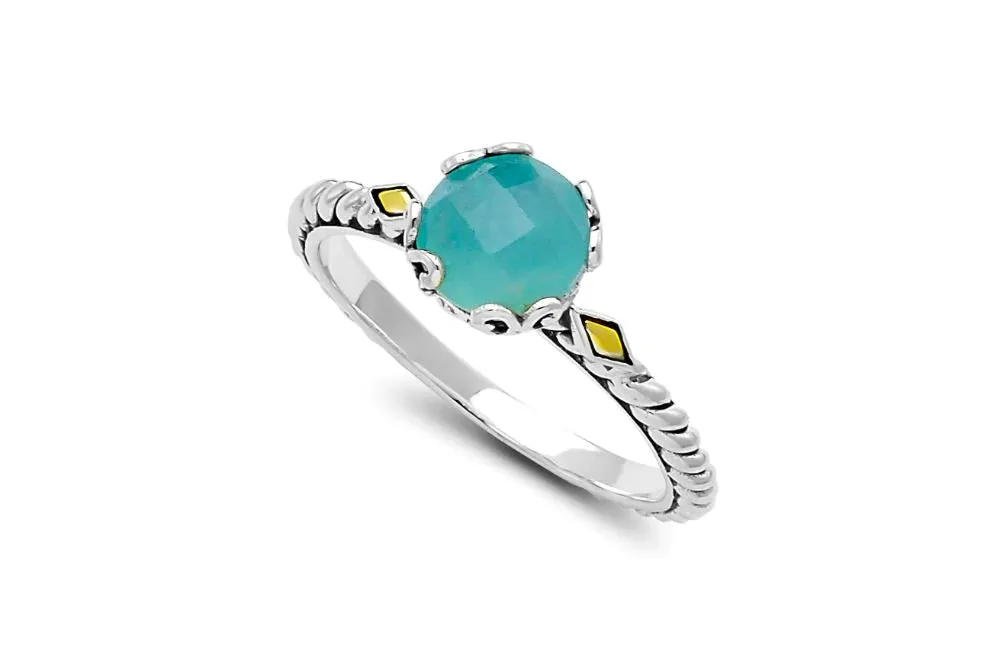 Genuine Sterling Silver and 18k Yellow Gold Samuel B. Birthstone Glow Ring