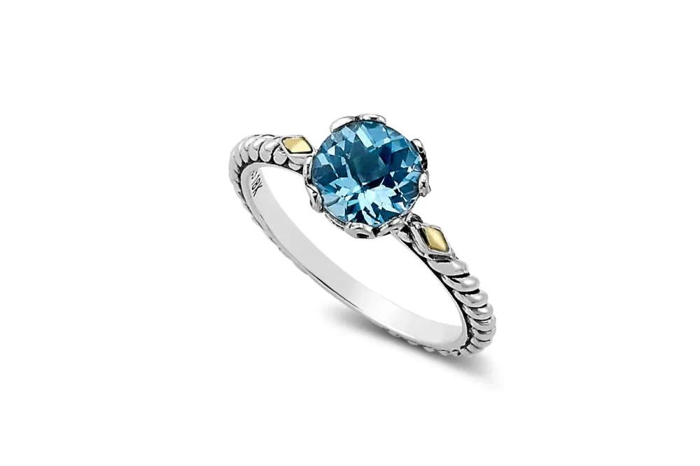 Genuine Sterling Silver and 18k Yellow Gold Samuel B. Birthstone Glow Ring