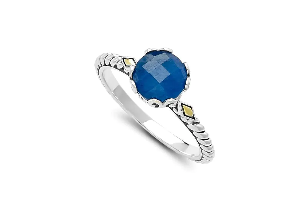 Genuine Sterling Silver and 18k Yellow Gold Samuel B. Birthstone Glow Ring