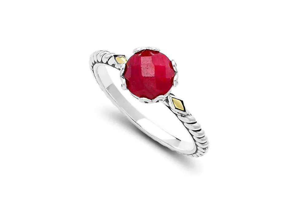 Genuine Sterling Silver and 18k Yellow Gold Samuel B. Birthstone Glow Ring