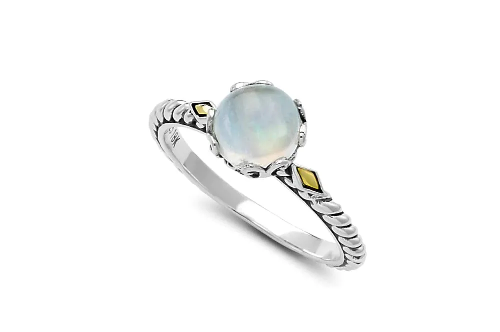 Genuine Sterling Silver and 18k Yellow Gold Samuel B. Birthstone Glow Ring