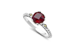 Genuine Sterling Silver and 18k Yellow Gold Samuel B. Birthstone Glow Ring