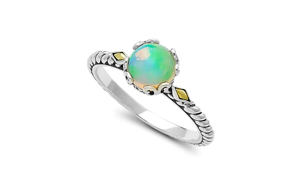 Genuine Sterling Silver and 18k Yellow Gold Samuel B. Birthstone Glow Ring