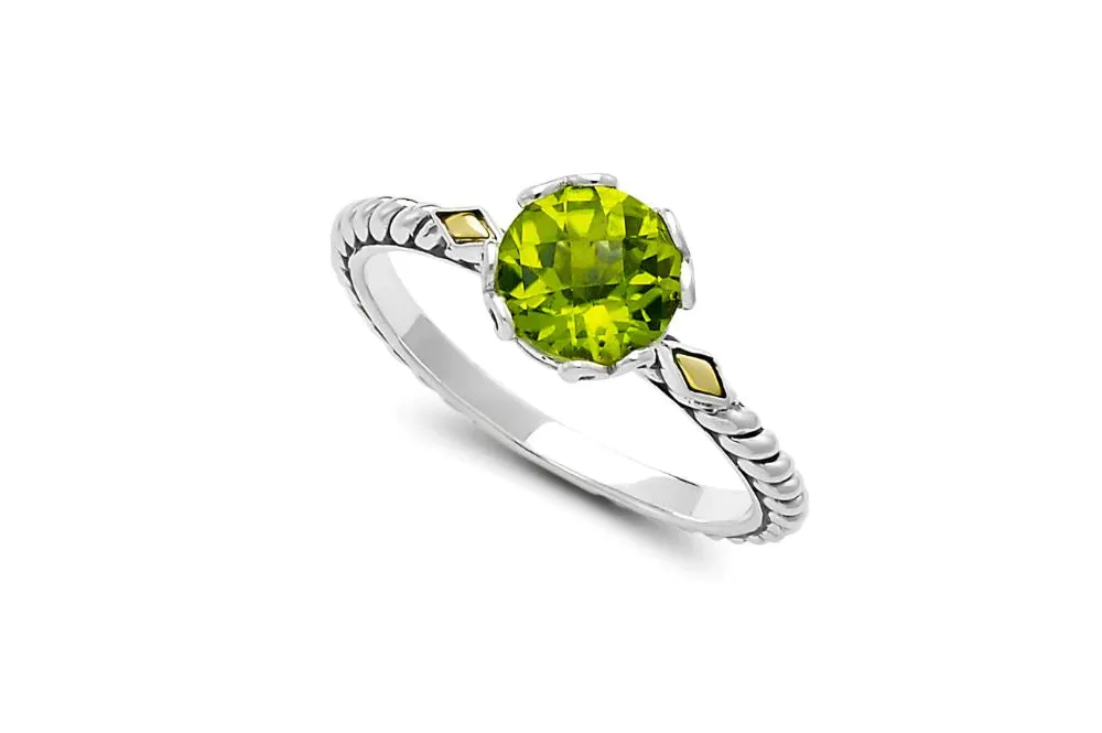 Genuine Sterling Silver and 18k Yellow Gold Samuel B. Birthstone Glow Ring