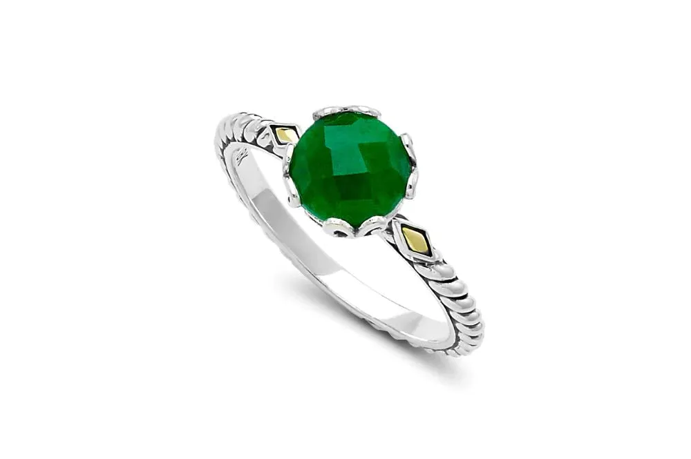 Genuine Sterling Silver and 18k Yellow Gold Samuel B. Birthstone Glow Ring