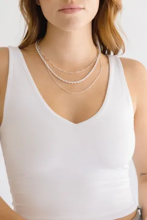 Gina Layered Rope Chain Necklace Silver