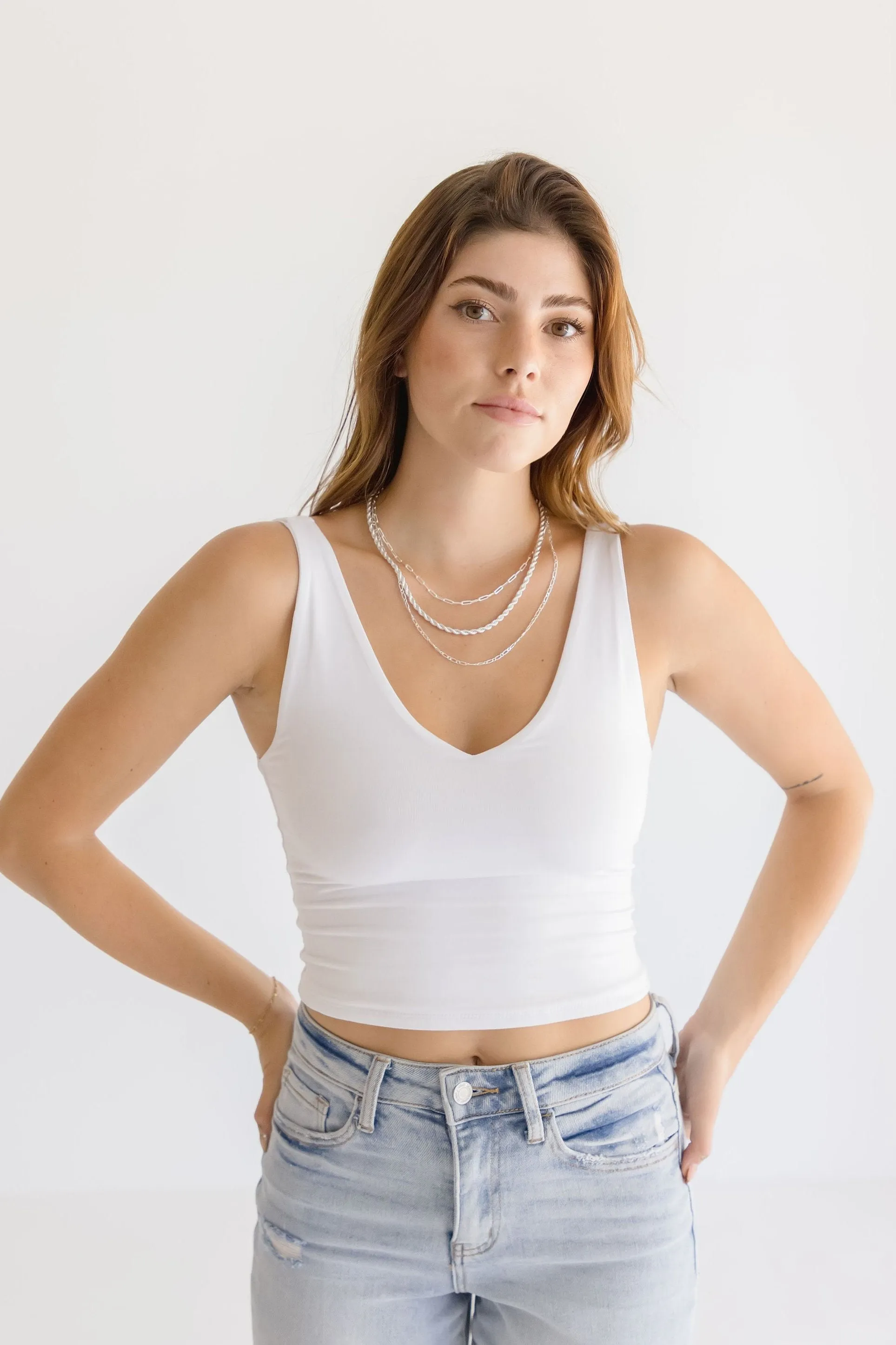 Gina Layered Rope Chain Necklace Silver
