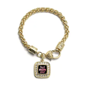 Gold Best Mom Ever Square Charm Braided Bracelet