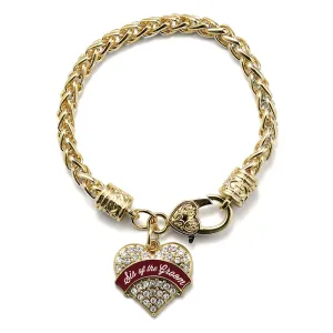 Gold Burgundy Sis of the Groom Pave Heart Charm Braided Bracelet