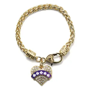 Gold Ghosts Pave Heart Charm Braided Bracelet