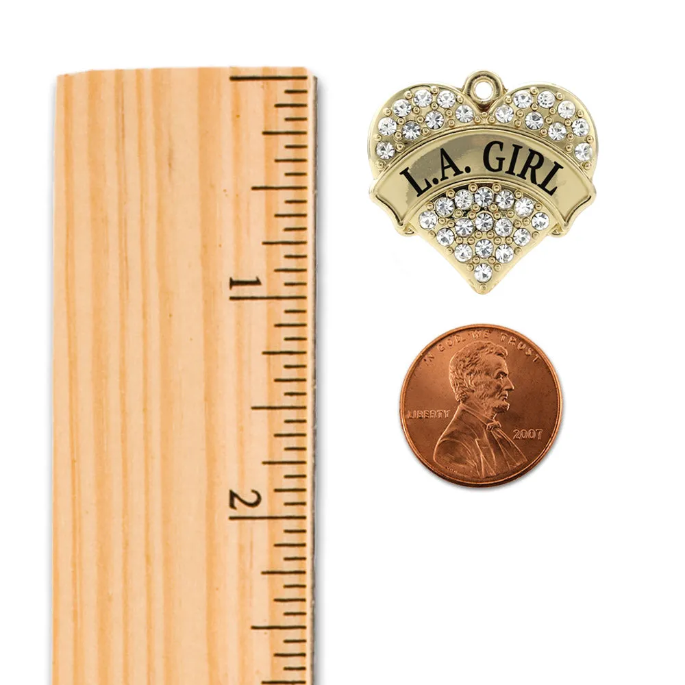 Gold L.A. Girl Pave Heart Charm Toggle Bracelet
