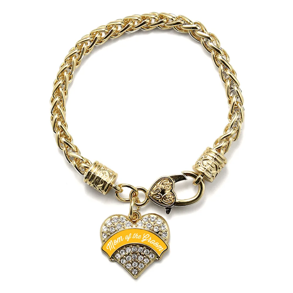 Gold Marigold Mom of the Groom Pave Heart Charm Braided Bracelet