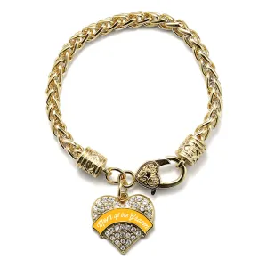 Gold Marigold Mom of the Groom Pave Heart Charm Braided Bracelet
