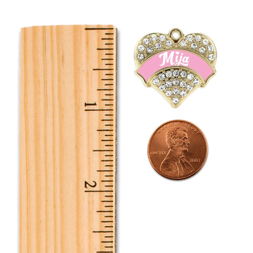 Gold Pink Mija Pave Heart Charm Braided Bracelet