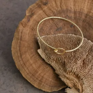 Gold Plated Hammered Bangle with Loop