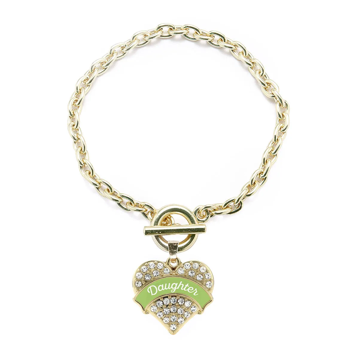 Gold Sage Daughter Pave Heart Charm Toggle Bracelet