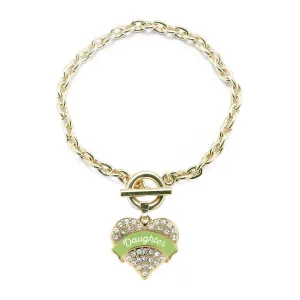 Gold Sage Daughter Pave Heart Charm Toggle Bracelet