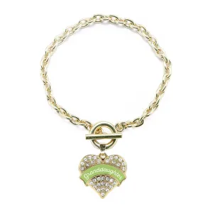 Gold Sage Granddaughter Pave Heart Charm Toggle Bracelet
