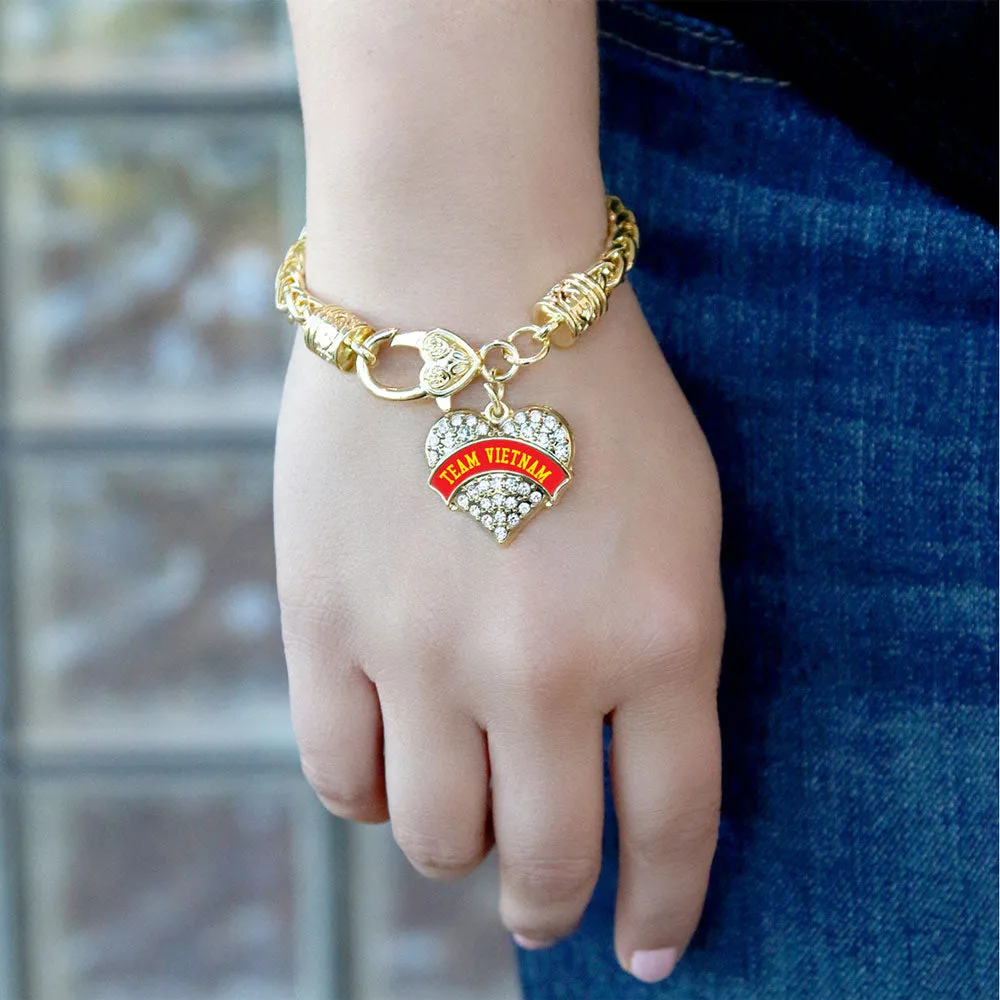 Gold Team Vietnam Pave Heart Charm Braided Bracelet