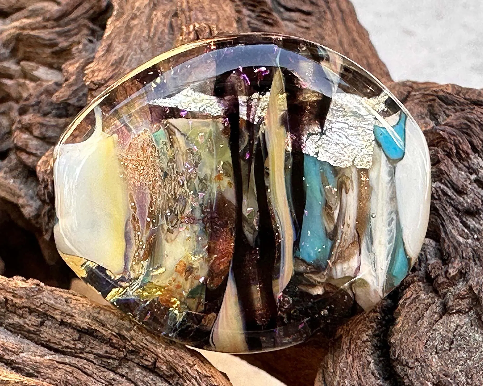 Golden Shimmer Lampwork Focal Bead SRA