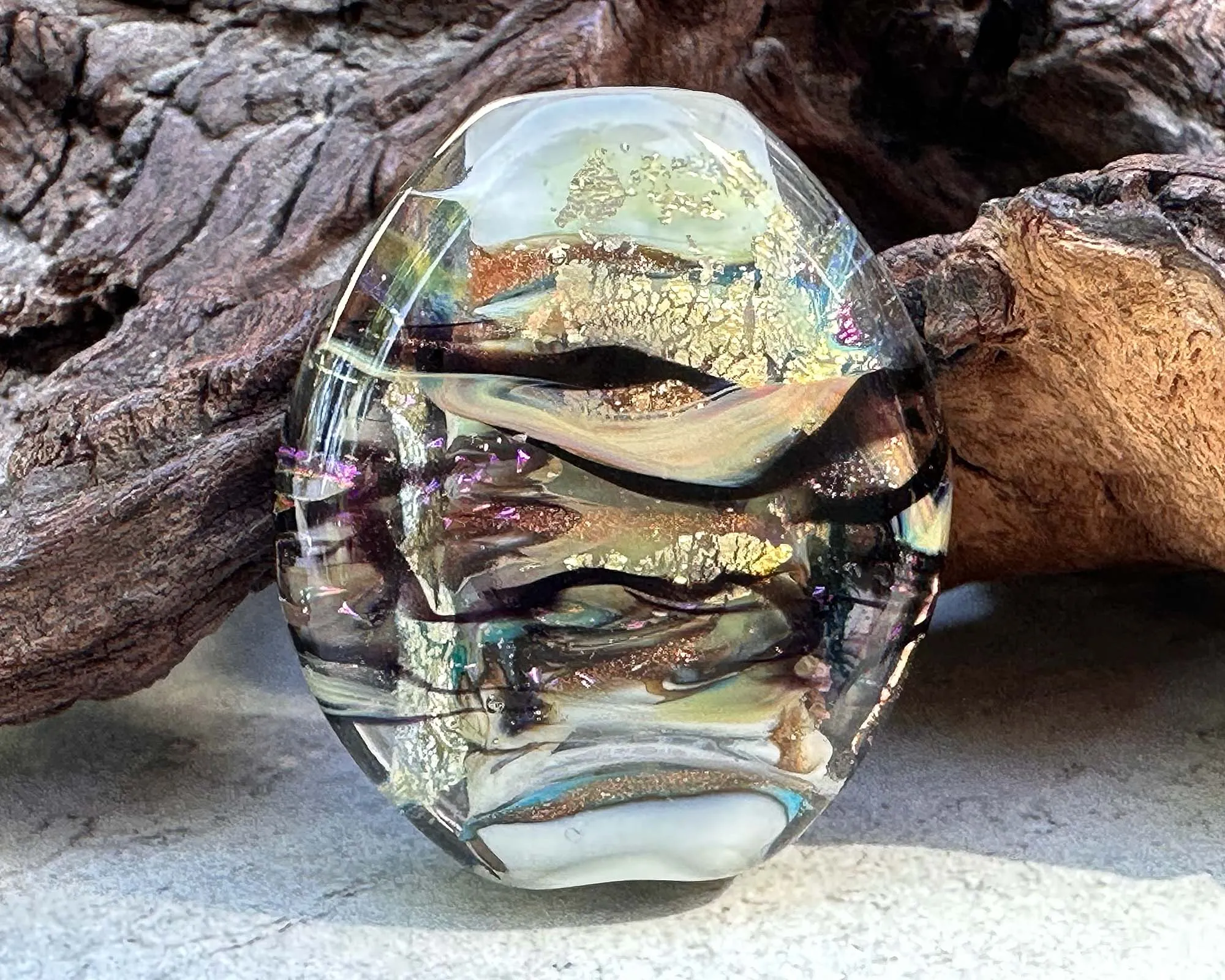 Golden Shimmer Lampwork Focal Bead SRA
