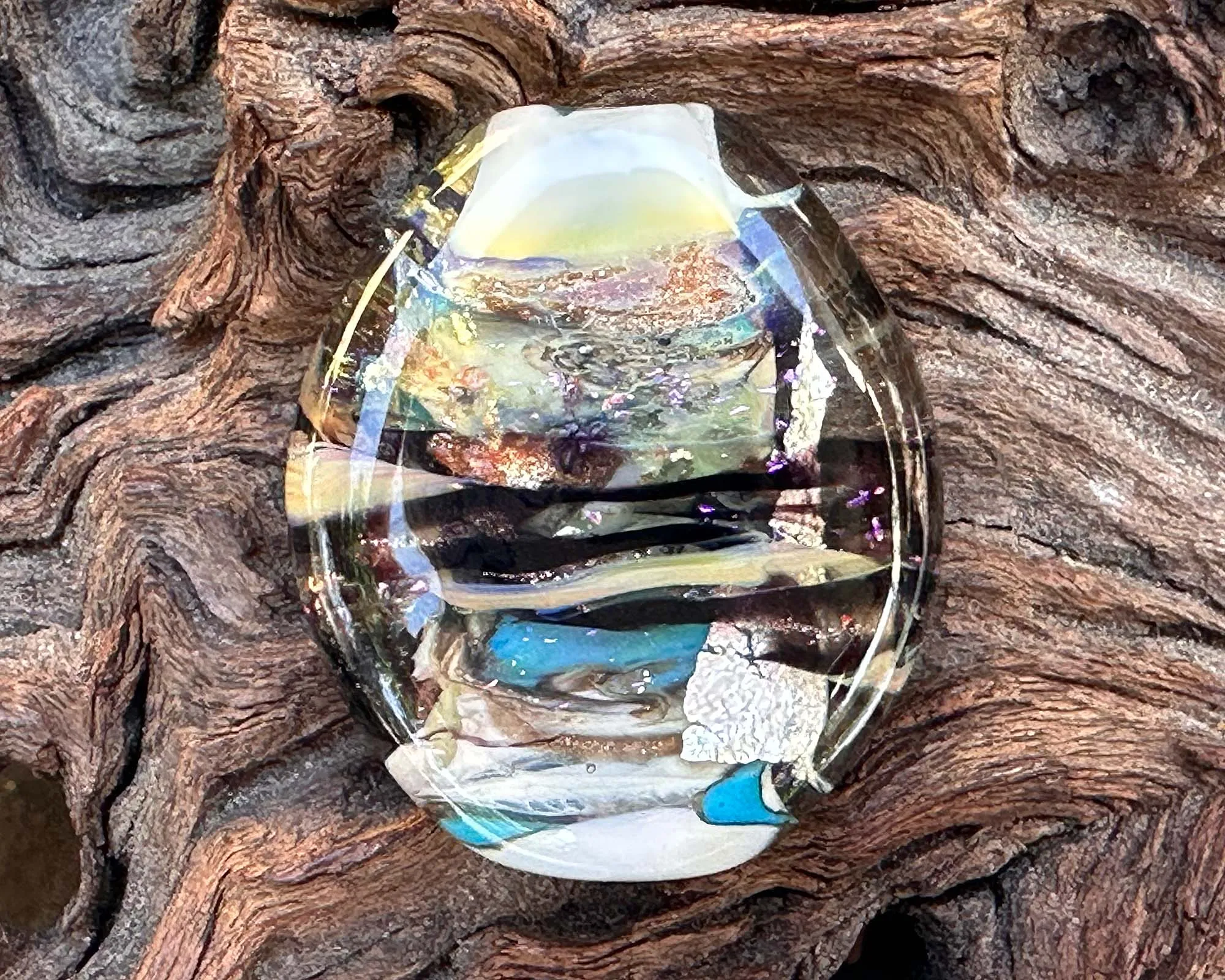 Golden Shimmer Lampwork Focal Bead SRA