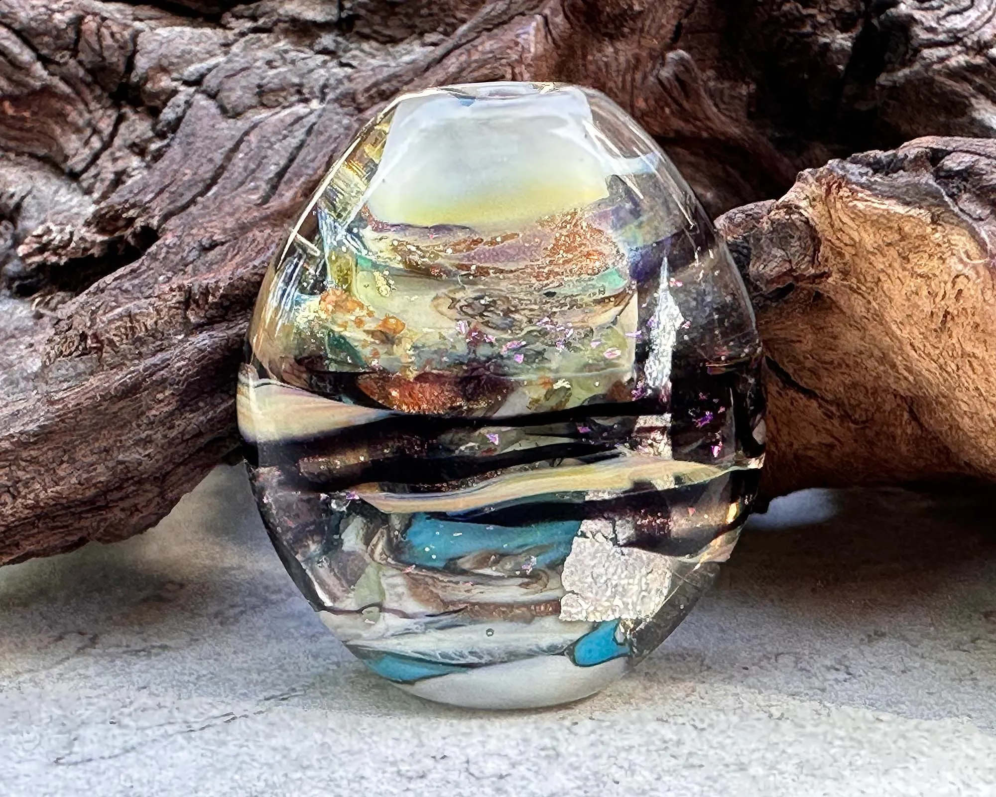 Golden Shimmer Lampwork Focal Bead SRA