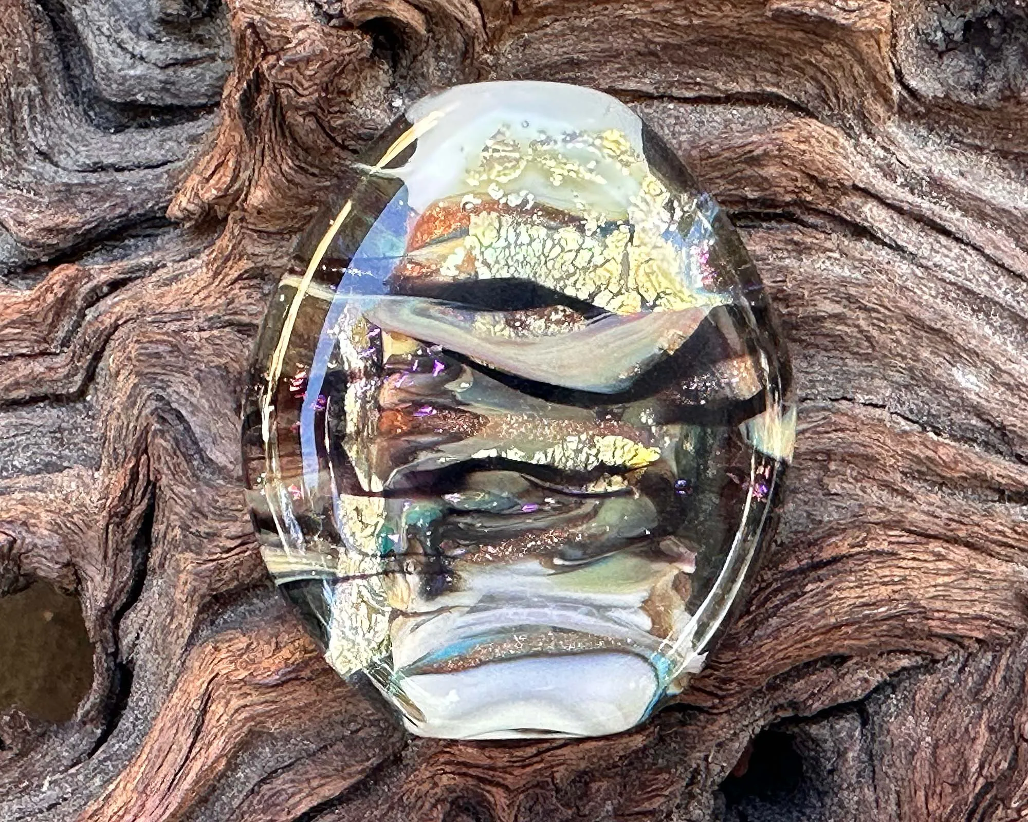 Golden Shimmer Lampwork Focal Bead SRA