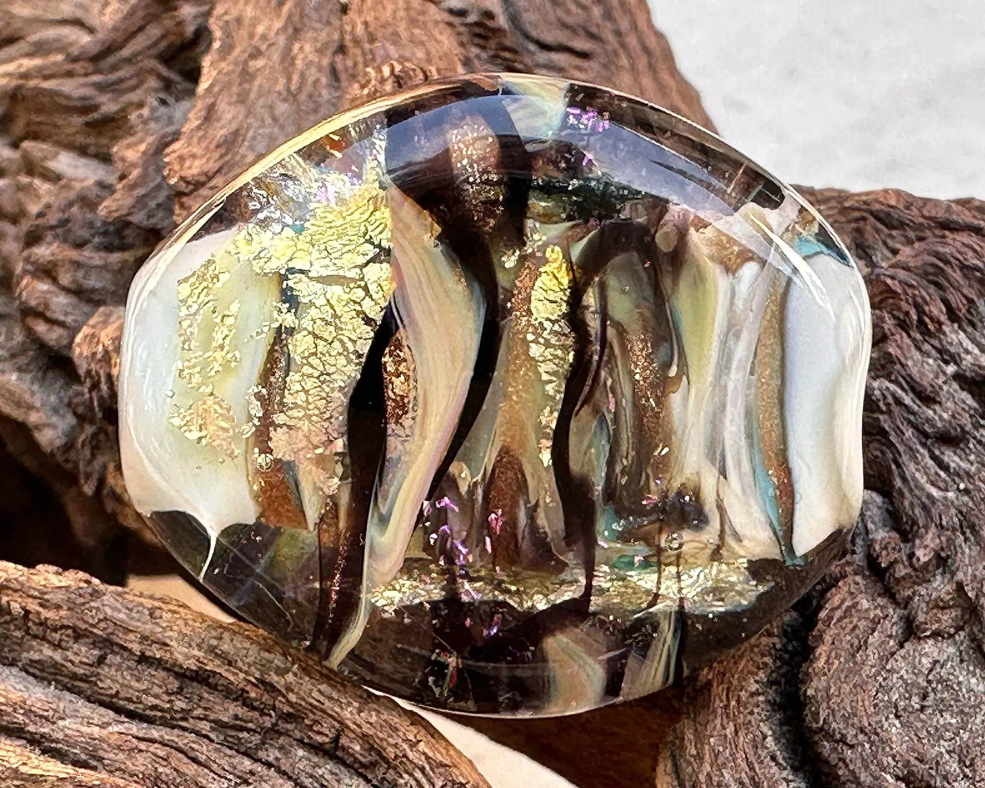 Golden Shimmer Lampwork Focal Bead SRA