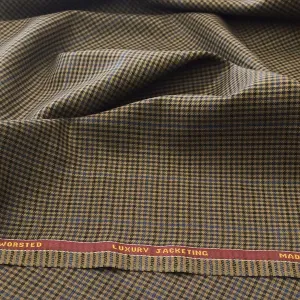 Gun Club Brown With Blue Overcheck Onyx Super 100's Luxury Jacketing And Suiting's